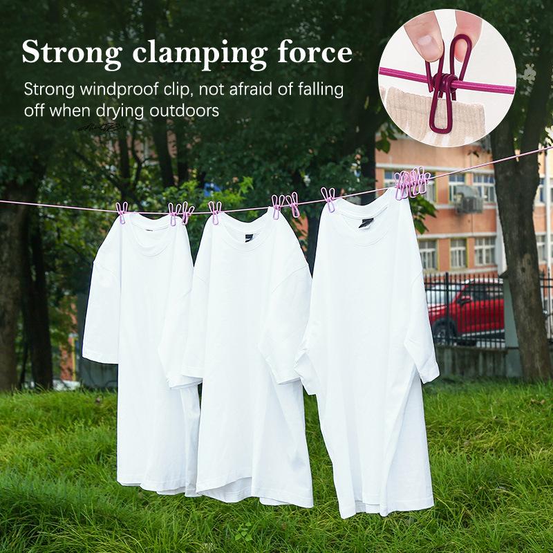 Portable Retractable Clothesline with 12 Clips Laundry Dryer Outdoor Clothes Rope Drying Rack Hanging Line for Clothes