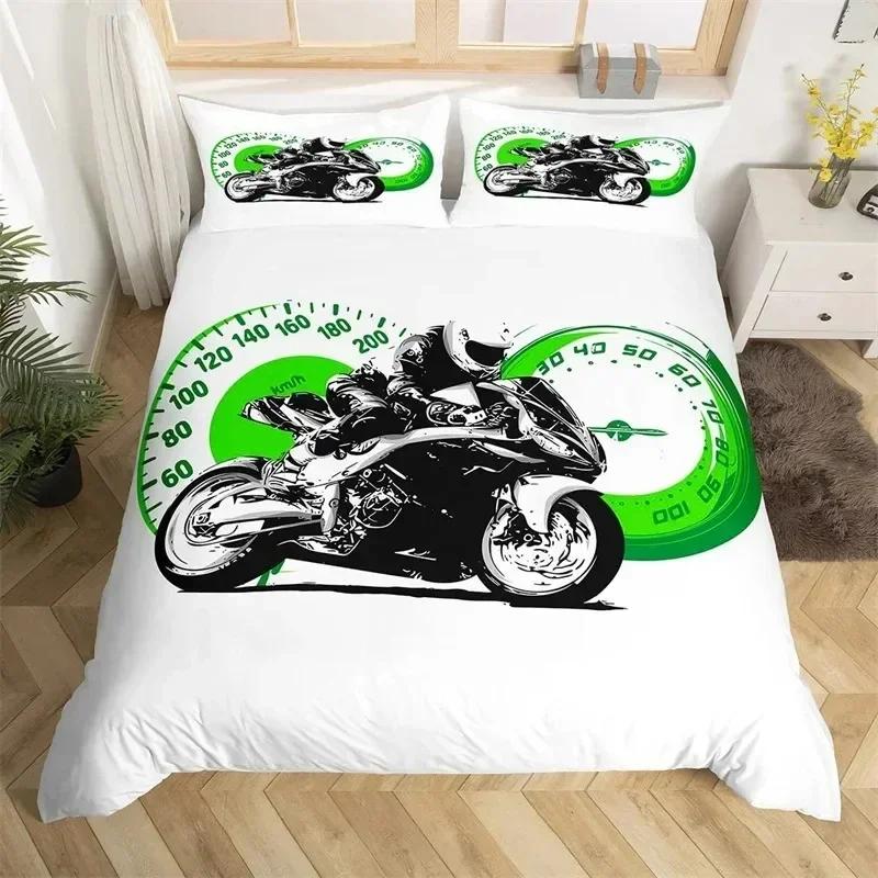 Extreme Sport Duvet Cover Motocross Bedding Set For Youth Teen Boys Room Microfiber 3D Motocross Racing Moves Theme Quilt Cover
