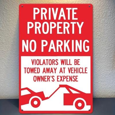 Parken auf Privatgrundstück verboten - Vintage Metallschild, es, Abschleppdurchsetzung, Robuste Eisenkonstruktion für Außenstraßen, G