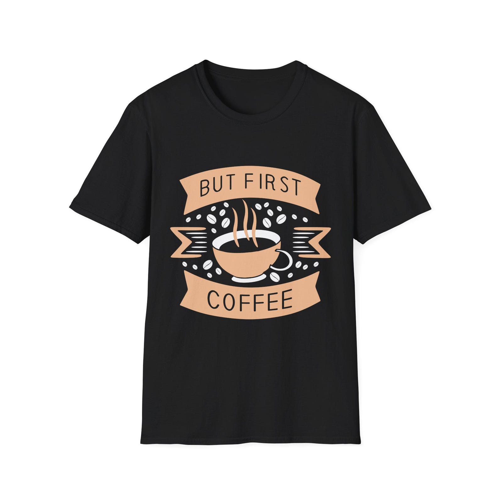 Coffee Lover Unisex T-Shirt, Funny But First Coffee Tee, Coffee Obsessed Gift Shirt, Joke Graphic Tee, Softstyle Tee for Coffee Fans L