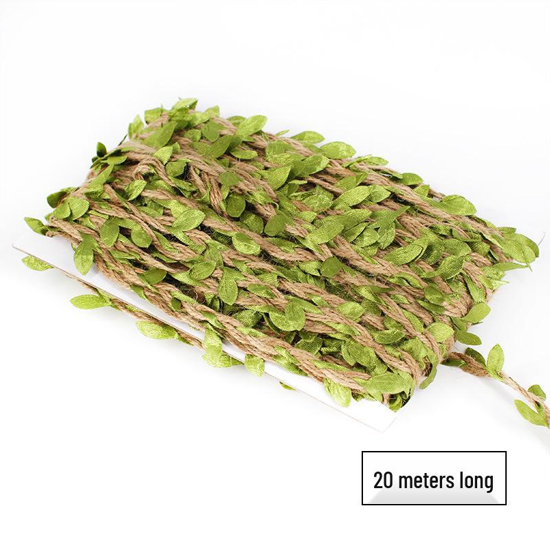 10m Rattan Green Leaf Decorative Jute Rope for DIY Nature Corner or Kindergarten Decor