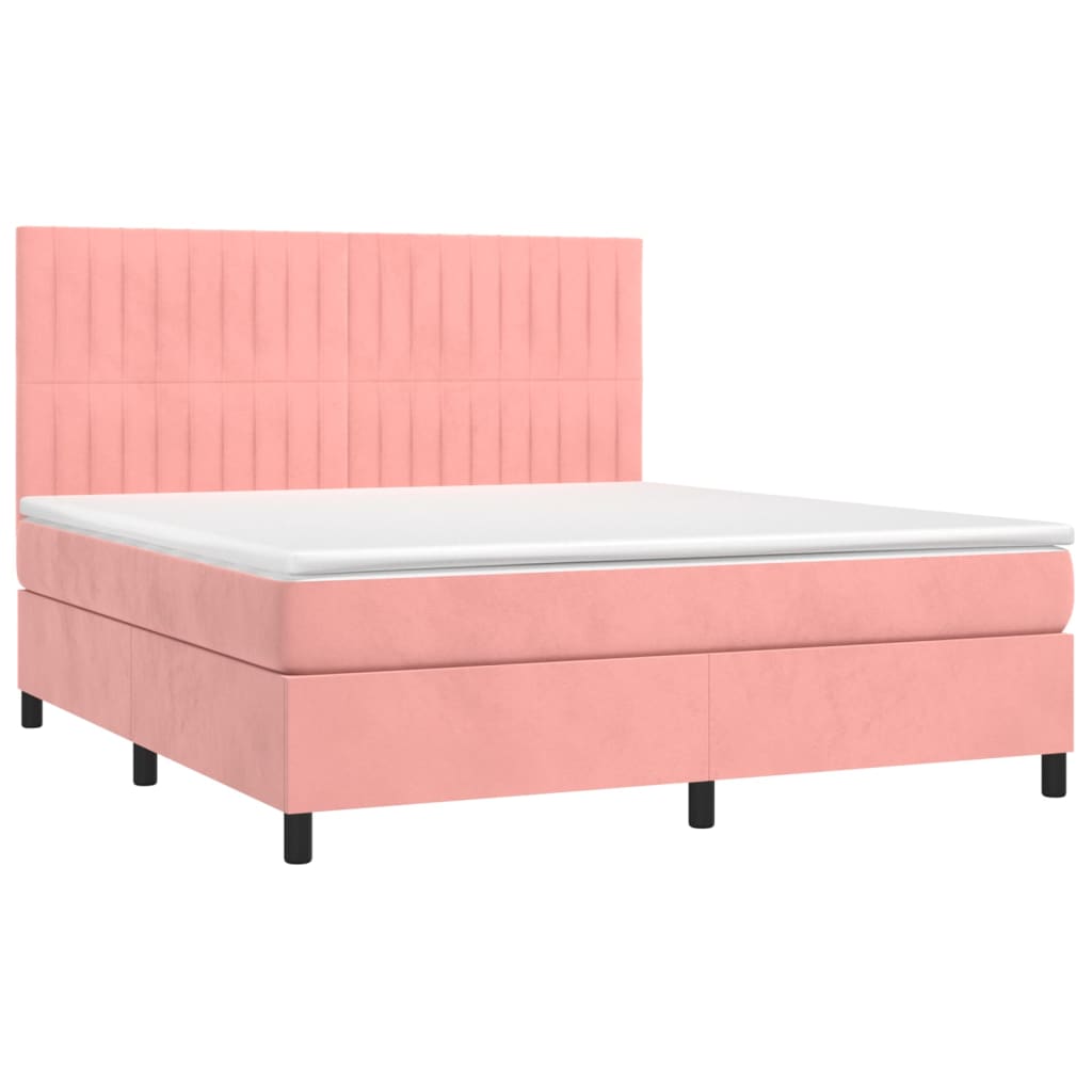 Box Spring Bed with Mattress Pink 180x200 cm Velvet
