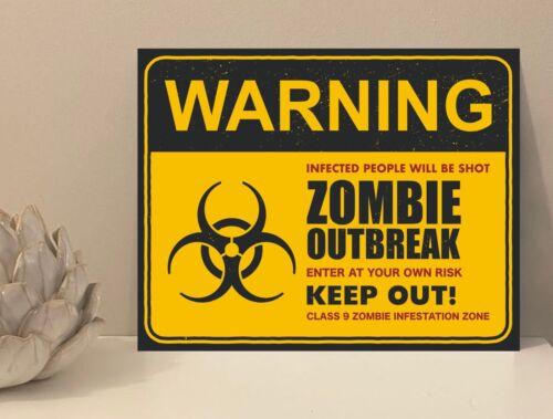 Warning Zombie Outbreak Metal Plaque Sign Gift House Novelty (mt)Aluminum