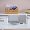 Relaxdays organiseur de bureau boîte de rangement bambou 4 compartiments avec poignée hxlxp: 12 x 25 x 18 cm, nature