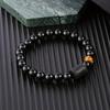 New Twelve Constellation Stretch Bracelet Male Simple Obsidian Engraved Couple Beaded Fashion Commuter Bangle Natural Stone