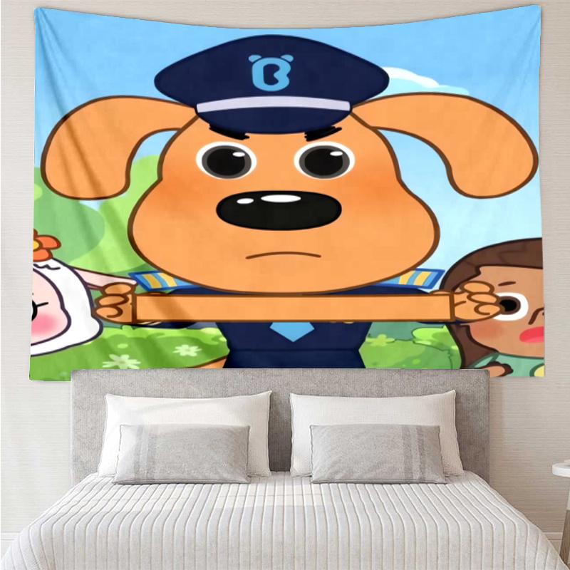 Sheriff Labrador Print Tapestry, Backdrop, Easy Setup, Ideal for Bedroom, Office & Living Room, with Aesthetic Wall Hanging Decor.