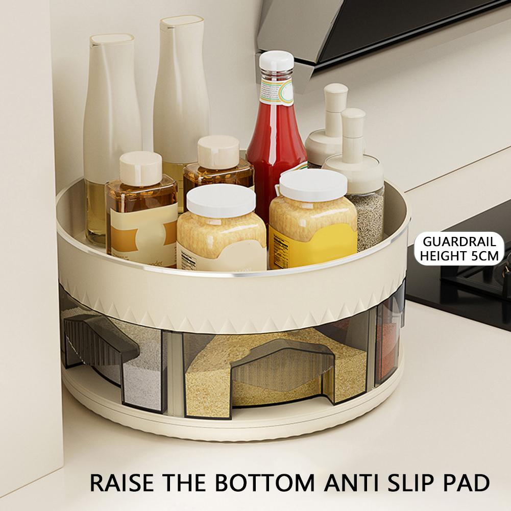 360° Rotating Round Spice Storage Rack Washable Space-Saving Storage Tool For Home Kitchen