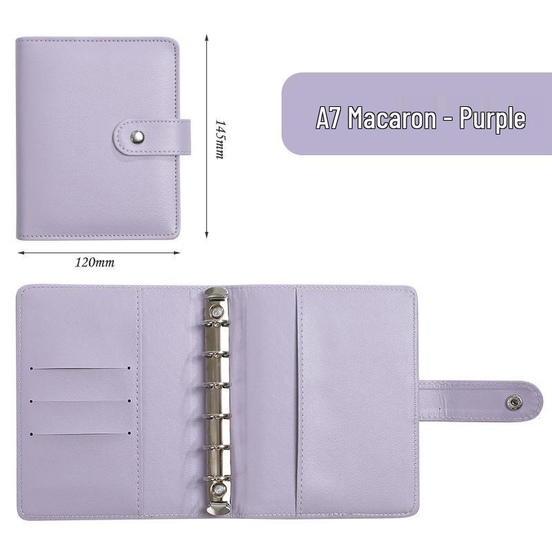A6 Macaroon Leather Notebook Binder with 12 Refillable Zipper Pockets for Bills and Coins