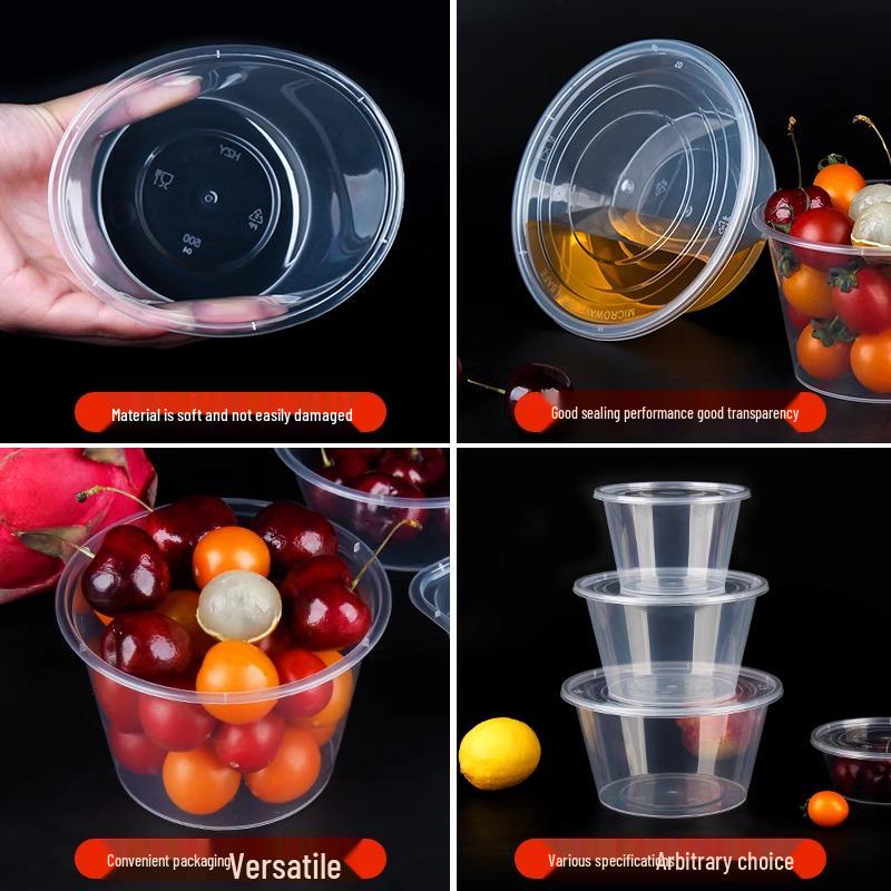 Disposable Transparent Food-Grade Round Takeaway Box for Salad, Bento, or Rice - High Temperature Resistant