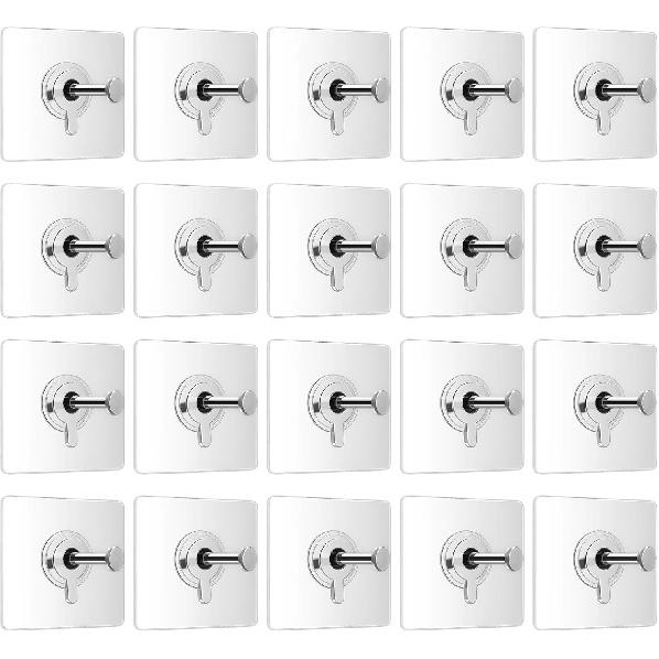 Command Hooks Picture Hanging, Wall Hangers Without Nails, Small Command Hooks, Clear for Pictures, 2.36 * 2.36 in, 20 Pack