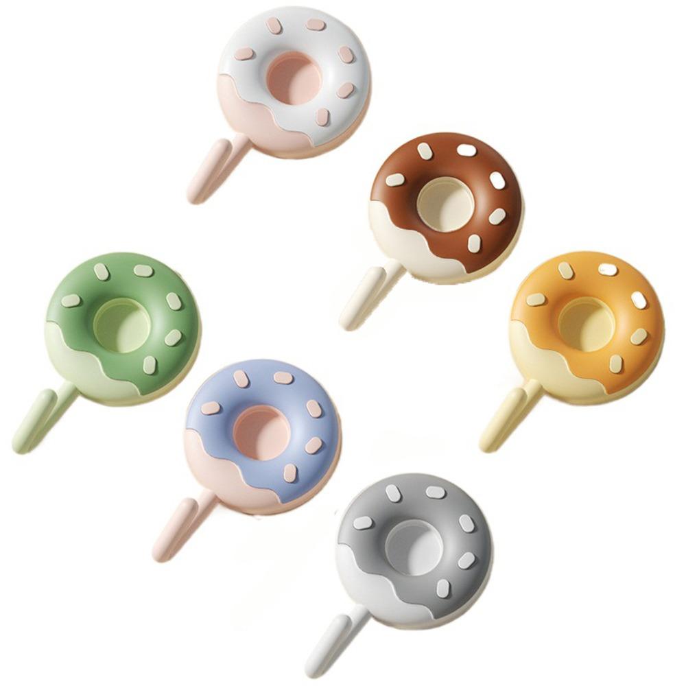 6Pcs Self-adhesive Donut Shape Hooks Wall Mounted Clothes Hanger Creative Key Holder  for Home
