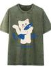 2026 Summer American Retro Men’s Washed Short Sleeve T-shirt - Trendy Loose Fit with Vintage Print