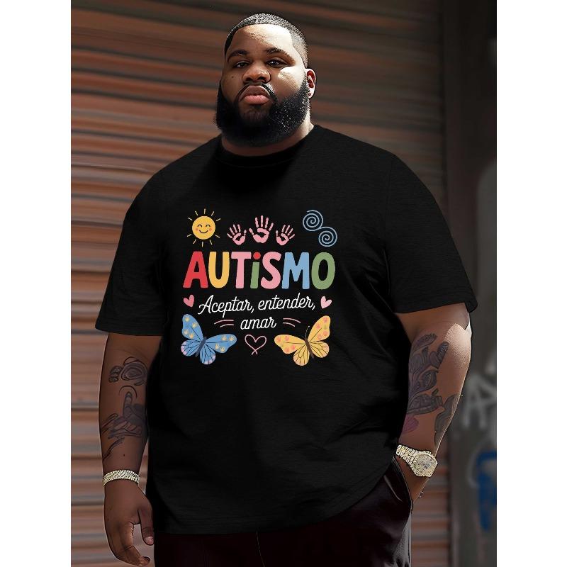 

European Size Humorous Spanish Saying Autism Acceptance Crinkle Plus Size Men S Tee XL чорний
