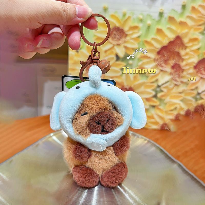 Wearing Rabbit Snake Chicken Cat Penguin Headgear Capybara Plush Keychain Gift