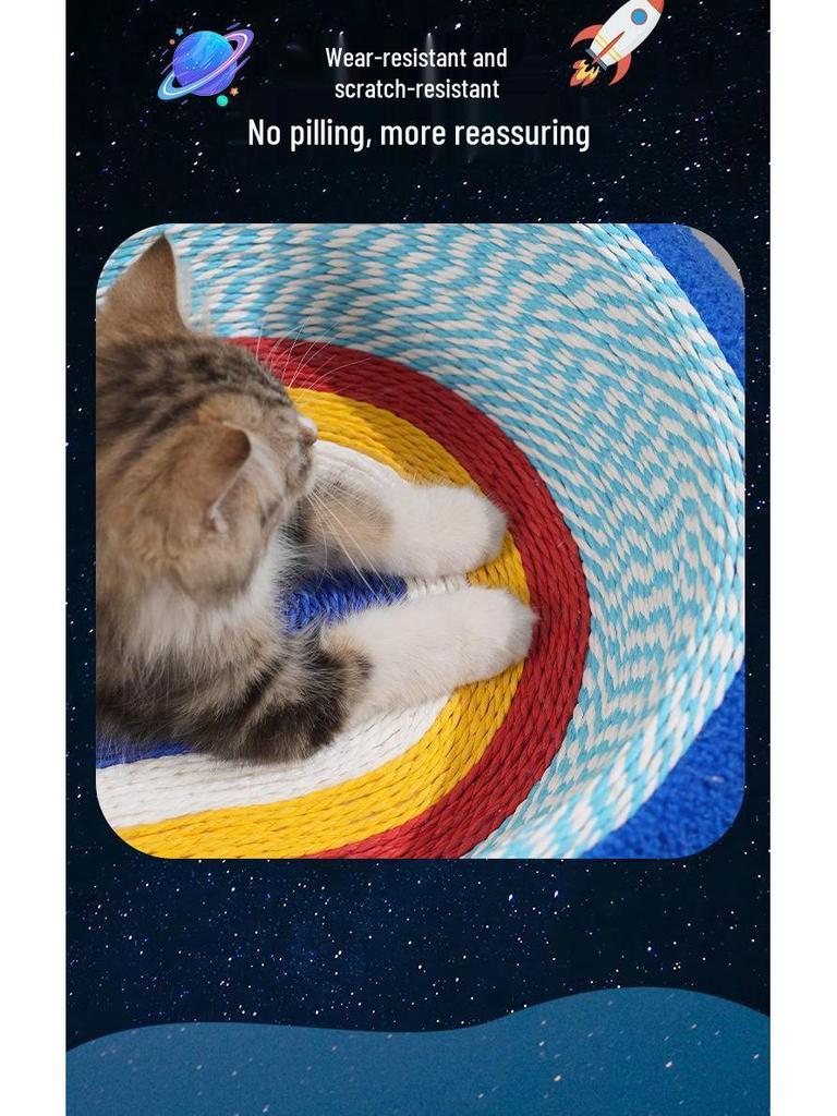 Durable Starry Sky Cat Bed & Scratching Board: Large Oval All-Season Toy