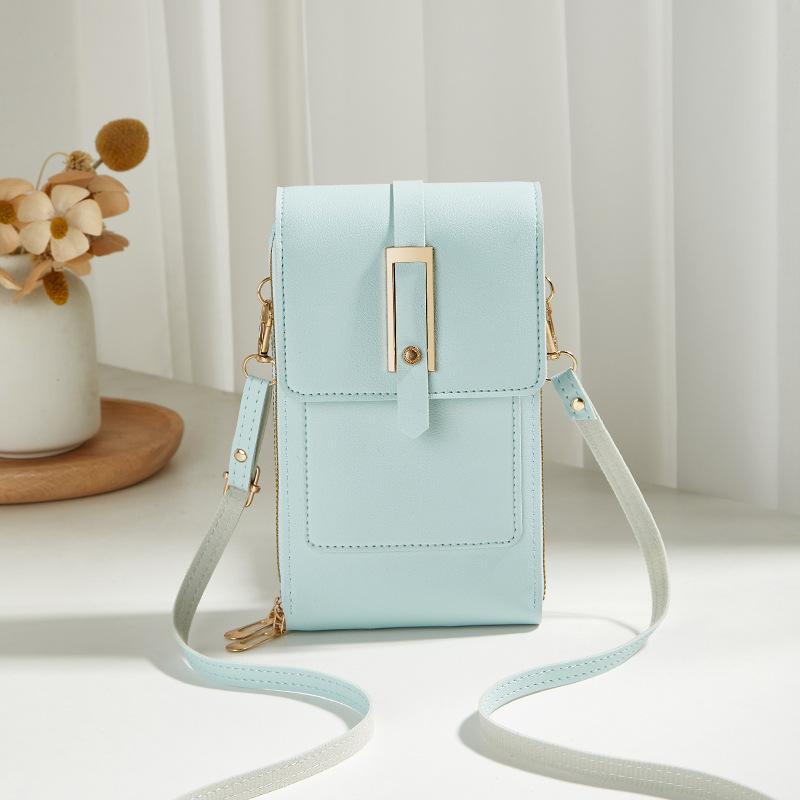 

Women s bag new trend simple mobile phone bag crossbody solid color vertical wallet women s bag синий