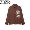 Za Export New Arrival Women's Clothing ZR Fashion Style Basic Style Easiest for Match Long Sleeves Flower Decorative Texture Shirt 3564162