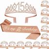 Birthday Tiara Crown Sash Women Girls 15th 20th 25th 30th 35th 40th 45th 50th 55th 60th 65th 70th Party Decoration Favor Gifts 5