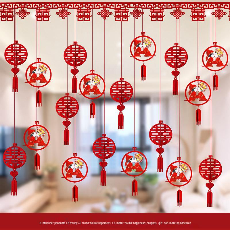 Wedding Room Decor Set: Hanging Ornaments with Streamers for Bride s and Groom s Rooms