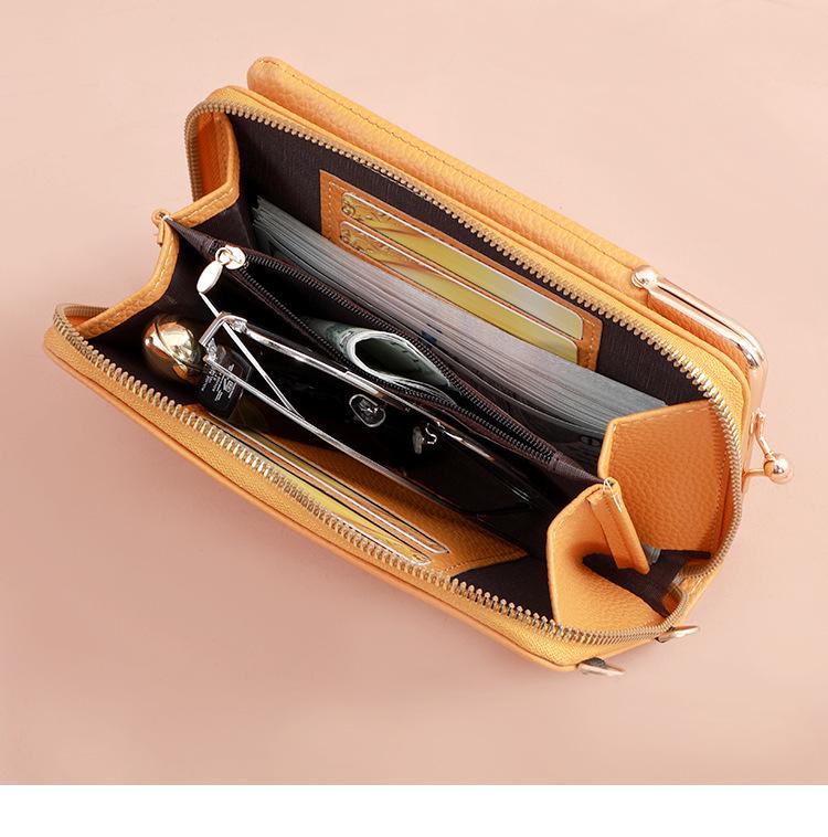 2025 Women's Korean Style Lychee Grain Large Capacity Crossbody Phone Bag & Wallet.