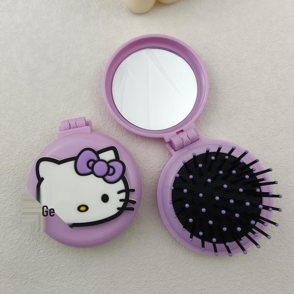 Cute KT Cat Mini Air Cushion Travel Comb for Girls - Portable Cartoon Massage Brush