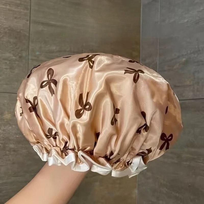 

1 шт. Водонепроницаемая шапочка для душа, кухонный чехол для головы от дыма, кухонный чехол от дыма с принтом бантика, многоразовые аксессуары для ванной