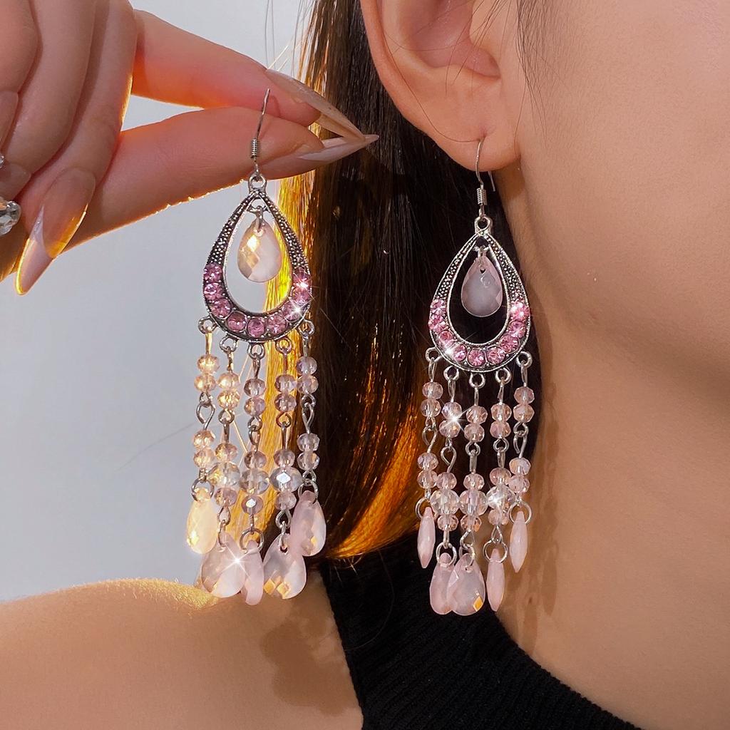 Water Drop Tassel Ear Hooks Fashionretro Earrings Ethnic Style Earrings Sense of Designniche Style