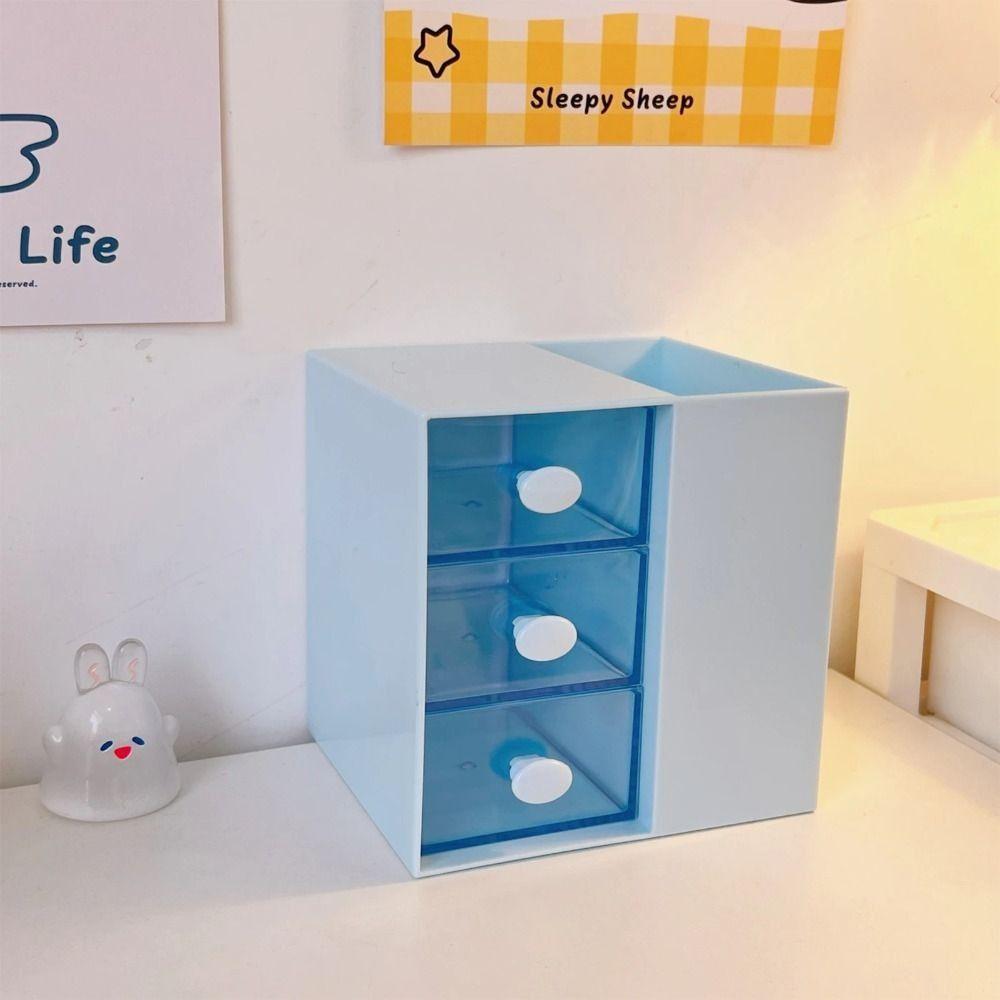 Multi Functional Student Stationery Storage Box Clear Drawer Jewelry Organizer Box  Office