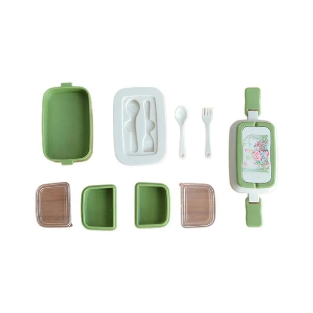 Cute 1/6 1/12 Scale Doll Picnic Box Cartoon Pattern Multicolor Doll Accessories Plastic Dollhouse Lunch Box Dollhouse