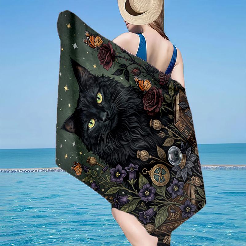 Cosmic Cat Dreamscape Beach Towel, Super Soft Microfiber, Gift for Her/Him, Birthday, for Pool, Beach, Travel, Home Decor Fan gifts
