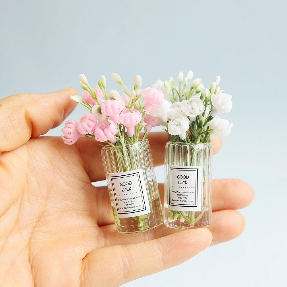 Multicolor Dollhouse Flower Vase 1/6 1/8 1/12 Doll Floral Toy Dollhouse Ornament