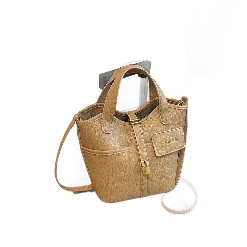2026 Women's Korean Style Fashion Leather Bucket Bag - Versatile Single Shoulder Crossbody Handbag