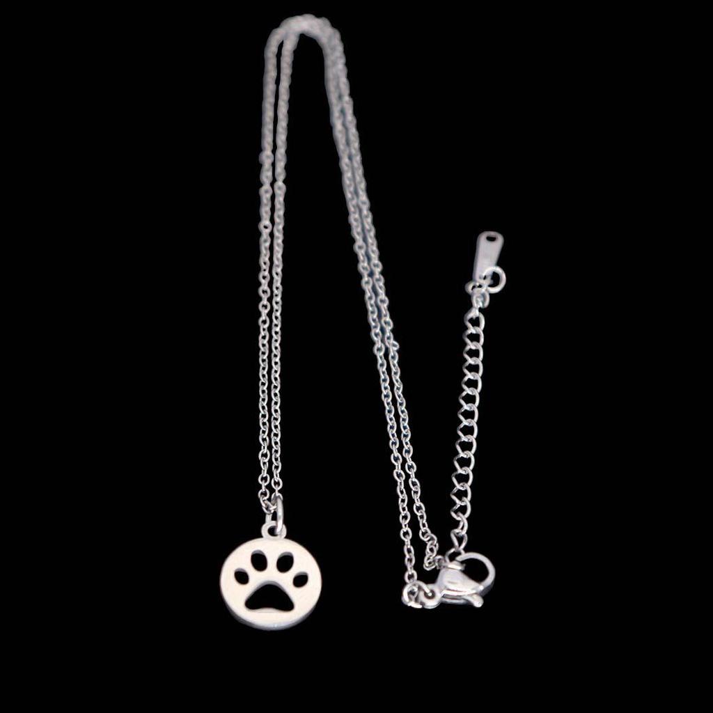 Fashion Stainless Steel Cat Paw Pendant Necklace - Versatile Clavicle Chain Jewelry