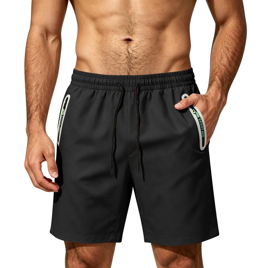 Men's Lightweight Breathable Quick Dry Shorts Loose Fit Elastic Waist Five Inch Length Straight Leg Casual Sportswear