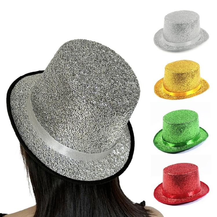 Magician Hat Wide Brim Fedora Hat Stage Top Hat Short Brim Flickering Glitter