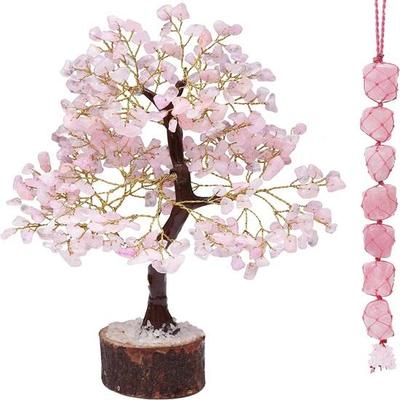 Gemstone Tree with Tumble Stone Car Hanging Feng Shui Bonsai Ornament Figurine Reiki Healing Crystals Wealth Prosperity Table Room Decor Gift