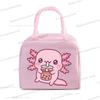 Funny Axolotl Series Lunch Bag Women Cartoon Axolotl Graphics Bento Thermal Handbags Thickened Insulation Kids Lunch Box Bag