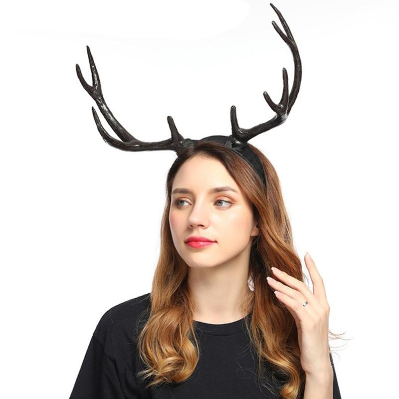 Antlers Headband Halloween Elk Headwear for Halloween Party Wear Deer Horn Hair Band Christmas Headpiece Party Supplies