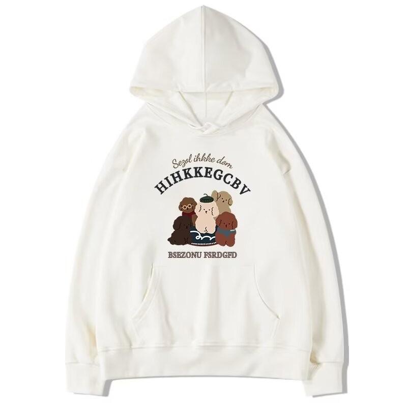 

Женская толстовка с капюшоном и принтом из мультфильмов с бархатом — свободный крой для осени/зимы 2024 г. XL