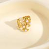 European-American Geometric Gold-Plated Stainless Steel Open Ring for Women