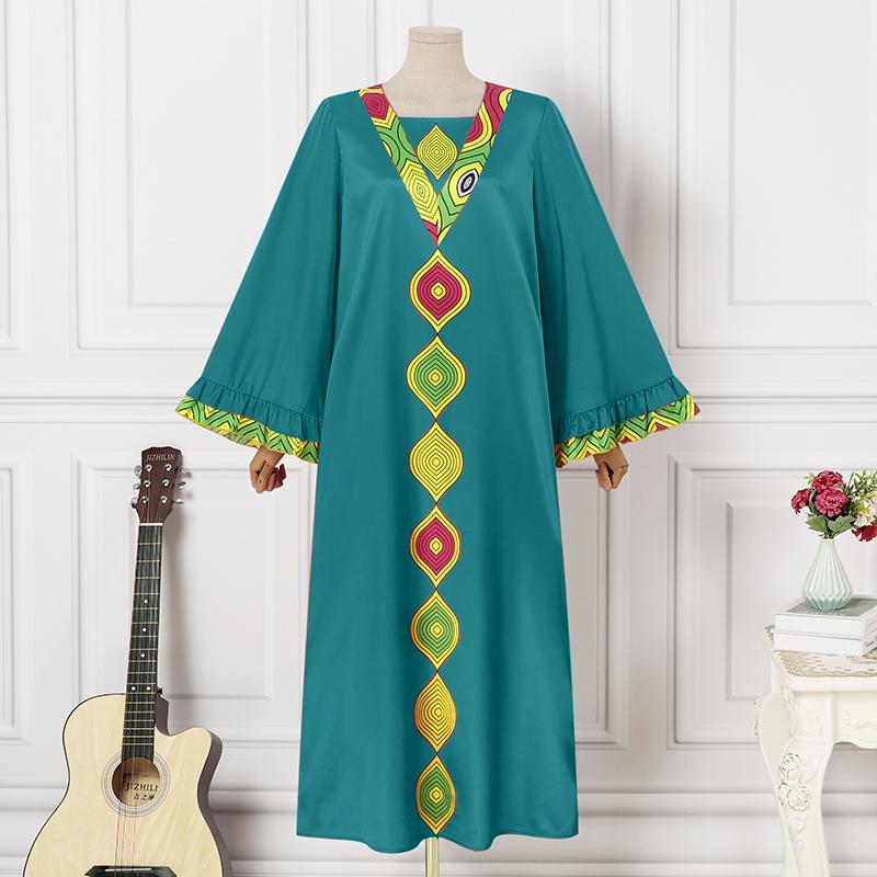 

Весеннее женское длинное платье с принтом в винтажном стиле