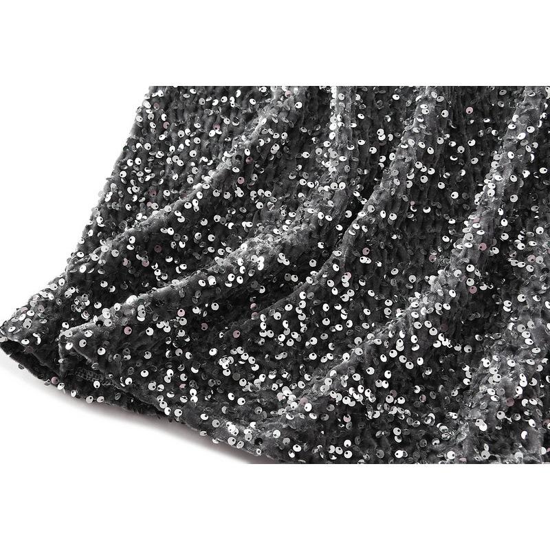 Velvet Sequins Halter Skirt Women's Package Hip Skirt Vintage Straight Mid-Length Skirt Spring and Autumn Winter Skirt