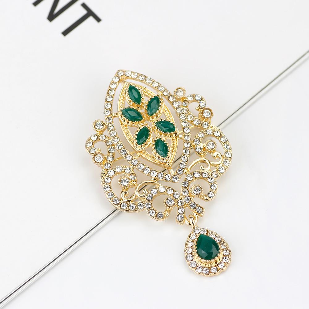 Gold Color Crystal Bride Wedding Jewelry Brown Brooch Flower Type Jewelry