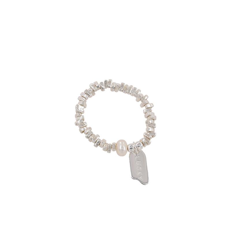 VENTFILLE 925 Sterling Silver Pearls Beading Double Layer Ring for Women Girl Gift Luck Simple Retro Jewelry Dropshipping