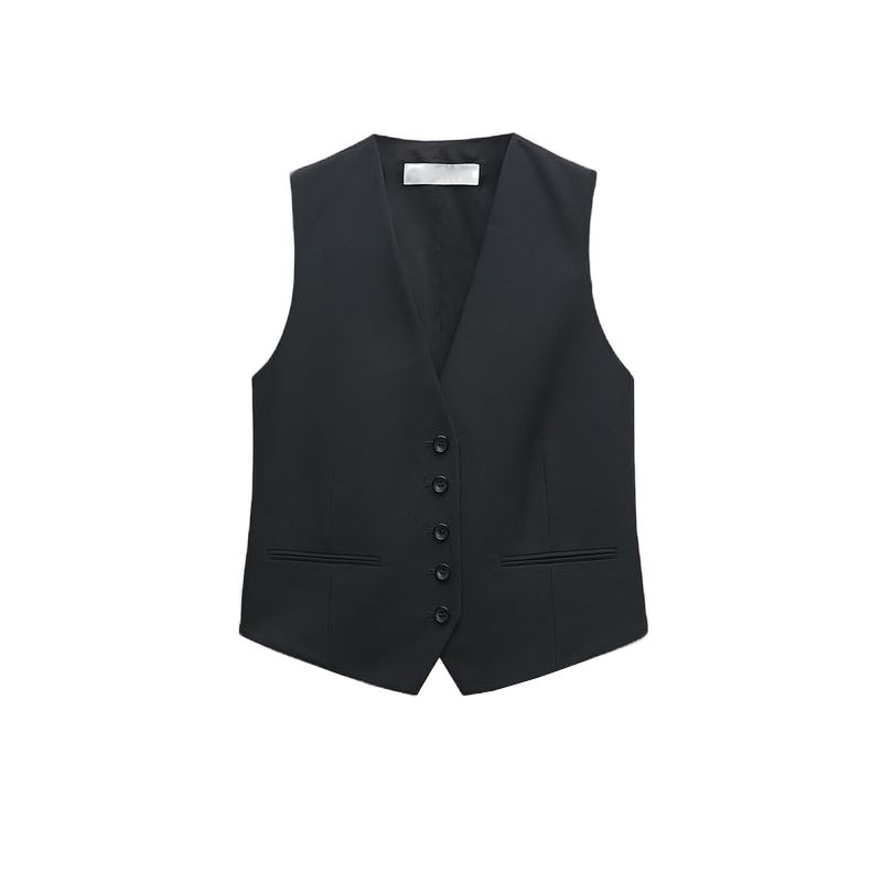 

Весна Новое поступление Декорированный ряд пуговиц Жилет-костюм Женский 8682007 Маленькие плиссированные брюки свободного кроя с широкими штанинами 8418007 Vest L