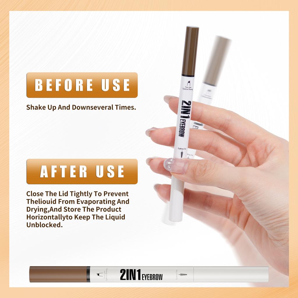 New Four-Pronged Eyebrow Pencil + Eyebrow Dye Cream Waterproof, Sweat-Proof And Non-Smudging 2-In-1 Liquid Eyebrow Pencil Eyebrow Dye Cream