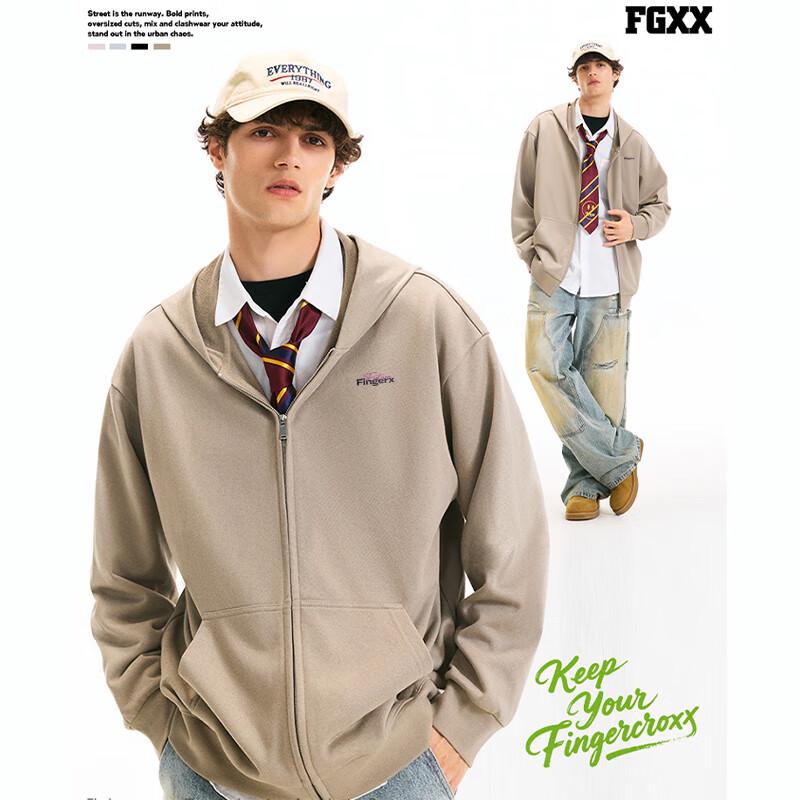 Fingercroxx Men's Loose Fit Hooded Zipper Sweatshirt Jacket