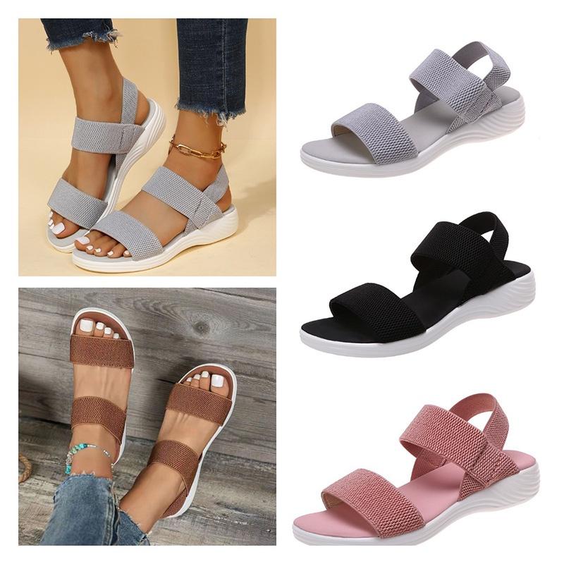 Stylish Fish-mouth Casual Sandals With Elastic Strap For Women Characters)