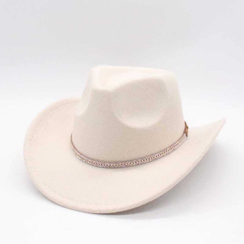 

British Style Retro Western Cowboy Hat Versatile Ethnic Style Felt Hat Men S And Women S Top Hat One size fits all [d peach cow]