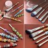 5 Pcs DIY Beaded Makeup Brush Metal Handle Makeup Brush Foundations Eyeshadow Eye Brush Makeup Colouring Accessories